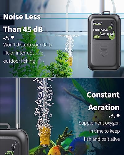 Pawfly Aquarium Battery Air Pump 40 GPH Oxygen Pump for 5 to 30 Gallon Fish Tank Portable Aerator Pump for Outdoor Fishing and Fish Transportation, Battery Not Included (Accessories Inside The Pump)