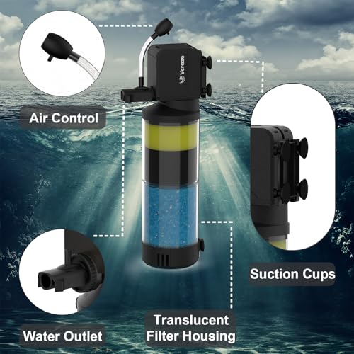 3-Stage Submersible Aquarium Filter for 10-40 Gallon Fish Tanks, Fish Tank Filter with Aeration/Rainfall Modes, Fish Filter Tank Filter Turtle Filter Reptile Filter for in-Tank Use - size: For 10-40 Gal Tanks