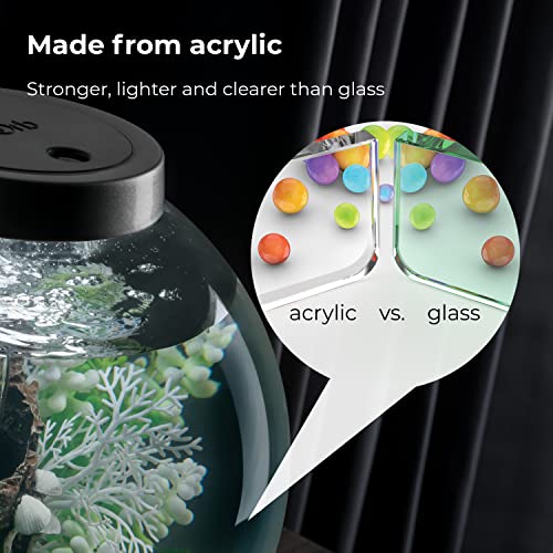 biOrb Classic 60 Acrylic 16-Gallon Aquarium with Multi-Color Remote-Controlled LED Lights Modern Tank for Tabletop Display, Black - color: Black, size: 16 Gallon, style: MCR Lighting