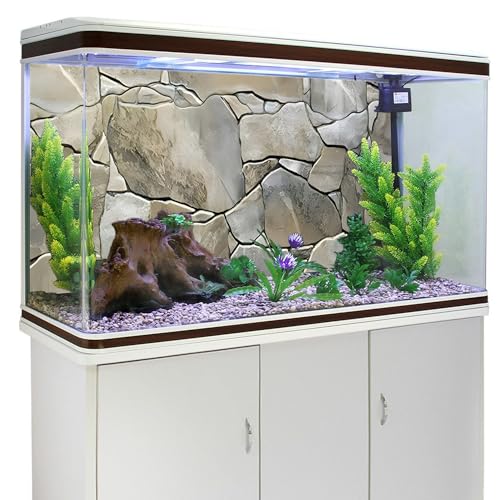 AWERT 36x20 inches White Grey Rocky Terrarium Background Stone Aquarium Background Rock Fish Tank Background - size: 36x20in/90x50cm