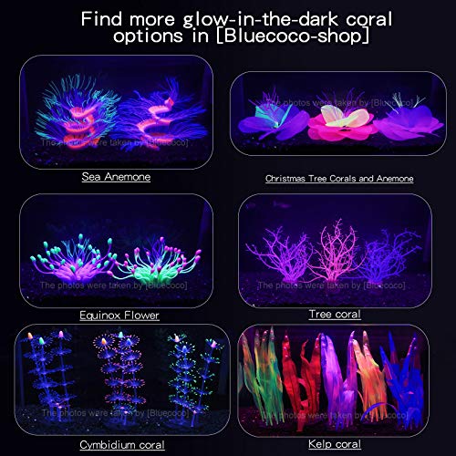 Soft Silica Gel Moves Naturally with Water Flow, Aquarium Decorations Glow in The Dark, Glowing Coral Ornaments for Fish Tank Decorations (Blue, Anemone) - color: Blue