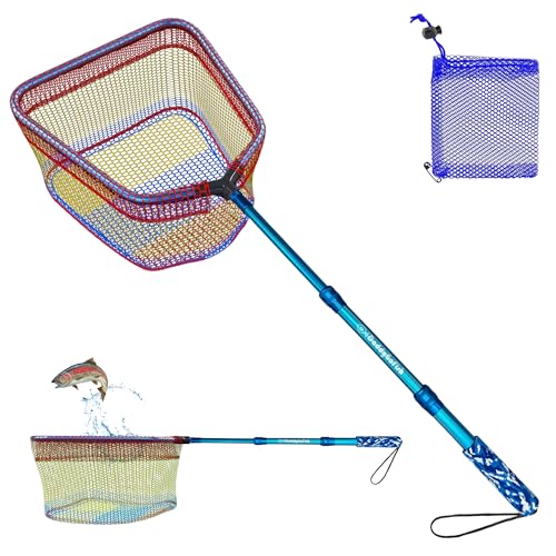 DaddyGoFish Kids Fishing Net - Extendable Telescopic Landing Net for Boy Girl Children Catching Small Fish Crab Shrimp Minnow Dragonfly Beach Pier Lake River Ocean - color: Style 2 (Blue)