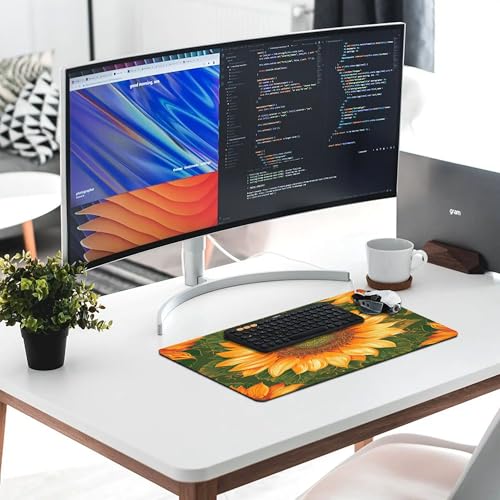 XXL Gaming Mouse Pad Sunflower Vintage Flower XXL Gaming Mouse Pad Large Desk Mat Protector for Desktop, Anti-Slip Rubber Extended Computer Keyboard Mat Writing Pad, 11.8 * 27.5 in,B-1478 - color: B-1478, size: 11.8*27.5 In