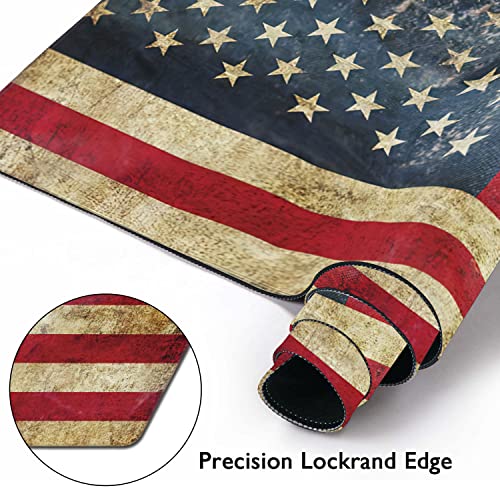 Retro Flag of United States Large Mouse Pad Extended Gaming Mouse Pad Waterproof Desk Mat with Stitched Edge,Non Slip Base Keyboard Mouse pad for Home Office 35.4" X 15.7" - color: Retro Flag of United States