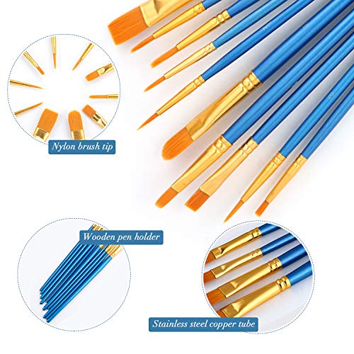 Acrylic Paint Brush Set, 100 Packs / 1000 pcs Nylon Hair Brushes for All Purpose Oil Watercolor Painting Artist Professional Kits - color: Blue, size: 1000pcs