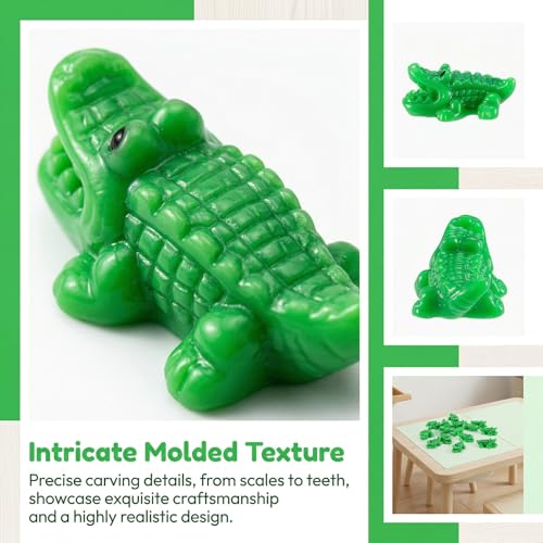 COMINGOIN Alligator Resin Aquarium Ornament, Small Reptile Figurine for Fish Tank Landscaping Decor, Aquascape Tank Accessory, Green Resin Terrarium Decorations（Fierce ） - style: Fierce