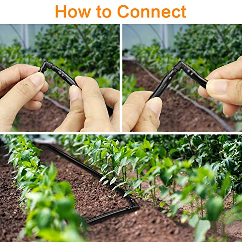 70 Pack Drip Irrigation Barbed Elbow Fittings,Barbed Connector Fits Universal 1/4" Drip Tubing, 90 Degree Drip Line Corner for Drip or Sprinkler System - size: 70P-Elbow Fittings