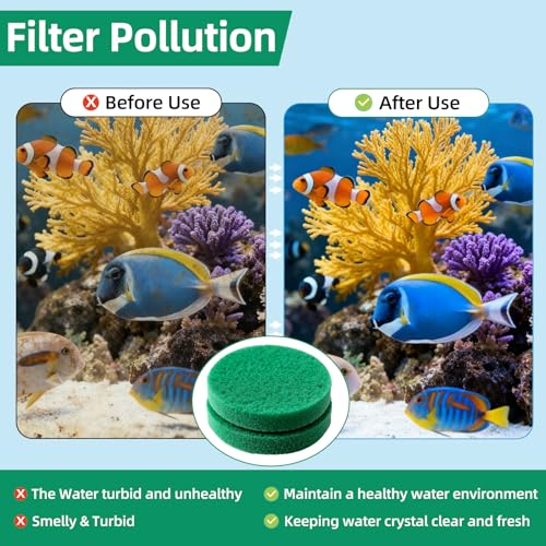 SaferCCTV 12Pcs Fine Filter Pads Water Polishing Pad Compatible with Fx4, Fx5, Fx9, Aquarium Filter Canister Filter Cotton Replacement Pad - color: Green, size: 12Pcs