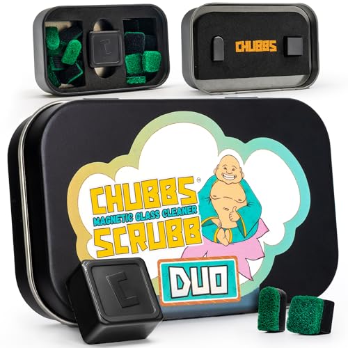Chubbs Scrubb Duo Magnetic Glass Cleaner Kit - Mini Magnet Scrubber for Hard-to-Reach Stains on Glass, Ceramic & Metal - style: Chubbs Scrubb DUO