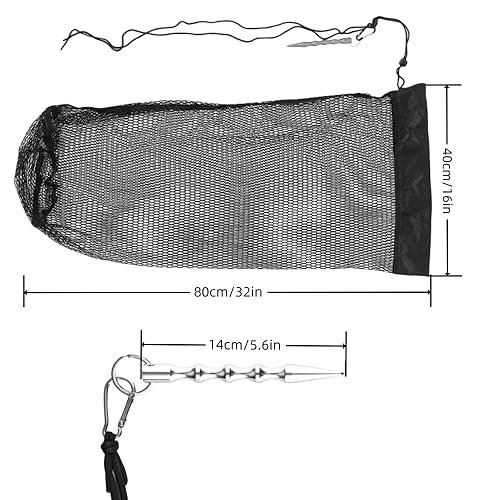 1Pcs Fishing Bag Collapsible Fish Collection Bag Portable Nylon Fishing Net Drawstring Fishing Lure Holder Diving Catching Netting Fish, Black