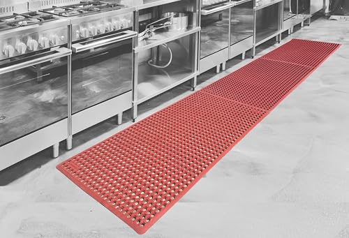 Rhino Mats, K-Series Comfort Tract Anti-Fatigue Drain-Thru Beveled Floor Mat, Drainage Non-Slip Grease-Resistance for Kitchen, Restaurant, Pool, Gym, Bar or Patio (Terra Cotta, 3' x 15' x 0.5") - size: 3' x 15' x 0.5" Terra Cotta