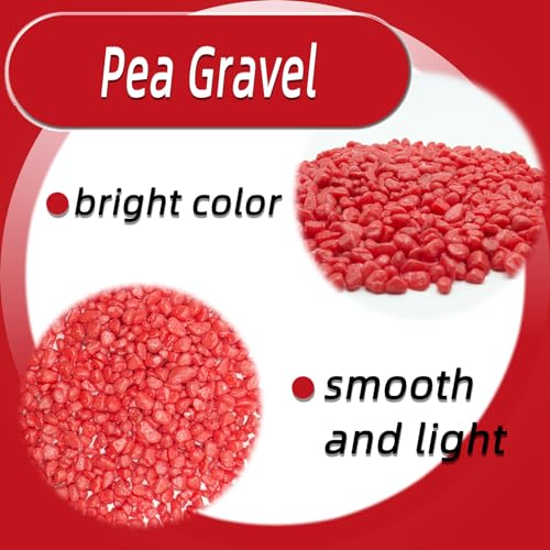 Red Pebbles for Crafts, 0.9 Pound Natural Polished Aquarium Gravel, Decorative Pebbles for Indoor Plants, Turtle Tank, Vase, Succulents Cactus, Garden Landscaping - color: Red