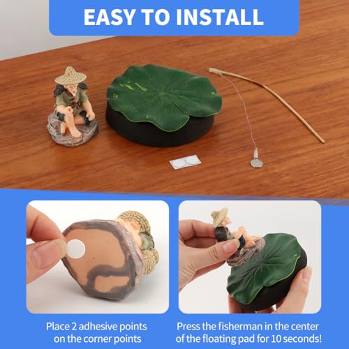 Resin Fisherman Aquarium Decor with Realistic Mini Fishing Rod, Sitting Fishing Figurines Floating Fish Tank Decorations, Fun Fish Feeder Aquarium Ornaments(Style 2) - color: Style 2