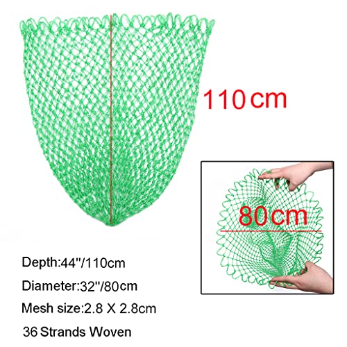 Fishing Net Replacement Netting Fishing Landing Net Replacement Net for Freshwater Saltwater Fishing Green 6 Sizes - color: Diameter 32inch/80cm