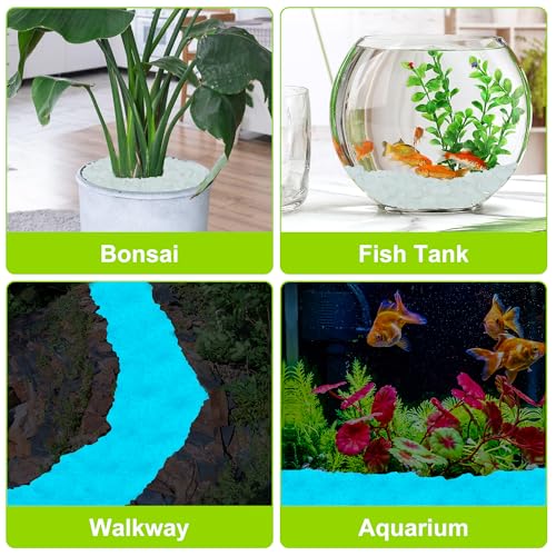 2000pcs 5-8mm White Glow Stones for Outdoors Bulk Outdoor Garden Glow Pebbles Aquarium Luminous Stone for Walkways Driveway Yard Plant Pots - size: 2000, style: White