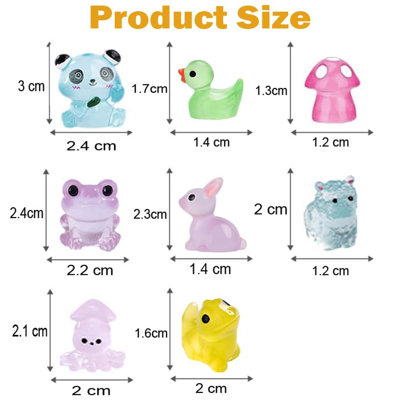 ROYFACC 120Pcs Luminous Mini Resin Animals Tiny Ducks Glow in The Dark Miniature Figures for Dollhouse Micro Garden Landscape Aquarium Decor, Gift for Kids Children