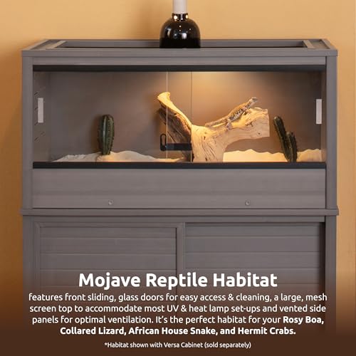 New Age Pet ECOFLEX 36" Wide Medium Reptile Habitat, Mojave Lounge for Snakes, Tortoises & Lizards in Maple, Black & Grey, Easy Assembly, Sliding Glass Doors & Mesh Top - color: Grey, size: Medium
