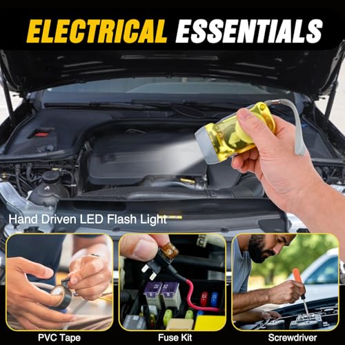 Nilight Car Emergency Kit with Jumper Cable, First Aid Kit Safety Assistance Tools for Travel Camping Outdoor Cars Truck SUV RV, Roadside Essentials with Flash Light - color: Essential Kit+Tire Repair Fuse kit