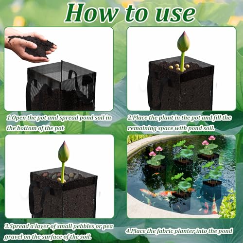 6PCS Mesh Aquatic Pond Plant Baskets, 1Gallon Pond Planting Bags Reusable Aquatics Planter Pot Water Lily Growing Container with Handles for Lotus Bog Plant Garden Terrestrial Plants, 5.9x5.9x7.9 Inch - color: Black-square, size: 5.9x5.9x7.9 Inch 6PCS