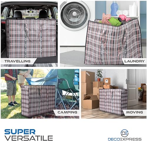 8 Pack Heavy Duty Moving Bags with Strong Zipper & Carrying Handles, 107L/ 28 gal Large Durable Clothes Storage Totes, 88 lbs Packing Moving Boxes, Closet Organizers and Storage (29.9x23.2x29.4 IN) - size: Pack of 8