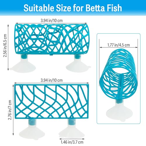 Hamiledyi Betta Fish Hideout Cave with Betta Hammock Bed Hollow Tunnel Betta Fish Tank Accessories Aquarium Decorations for Crayfish Shrimps Betta and Other Small Fish (Blue) - color: Lake Blue