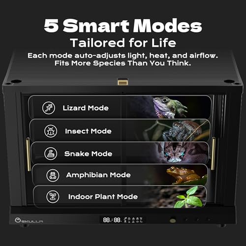 All-in-ONE Smart Reptile Tank, with air Exhaust System and Day-Night Cycle Function - Heating Thermostat, LED Ultraviolet UVB lamp, Suitable for Keeping Lizards, Geckos and Snakes - color: Black, size: City Pet 1-Plus