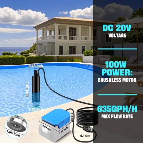 Portable Water Transfer Pump for Makita 18V Battery, 500GPH 100W 16Ft Cord for Pool, Water Beds, Garden Shower, Puddle,Camping, RV, Bilge,Fish Tank,Diesel Boat Truck (No Battery) - style: PUMP for Makita