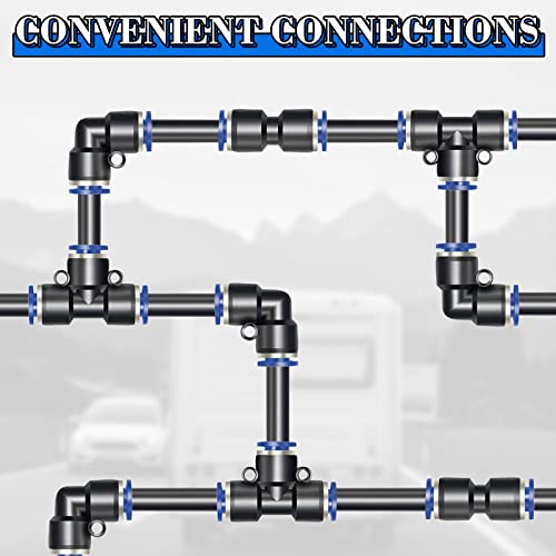 50PCS Air Line Fitting Kits, NPT Thread Push To Connect Fittings, Nylon Tubing 1/4, 3/8, 1/8, 1/2" Quick Connect, Air Line Fittings assortment kit for Automotive Car or Industry Air System - size: 50PCS PBT Plastic & Copper