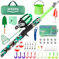Kids Fishing Pole, Portable Telescopic Kids Fishing Poles for Boys and Girls, Fishing Rod and Reel Combo Kit with Tackle Box, and Fishing Net, Best Fishing Pole for Toddler Youth - color: GREEN