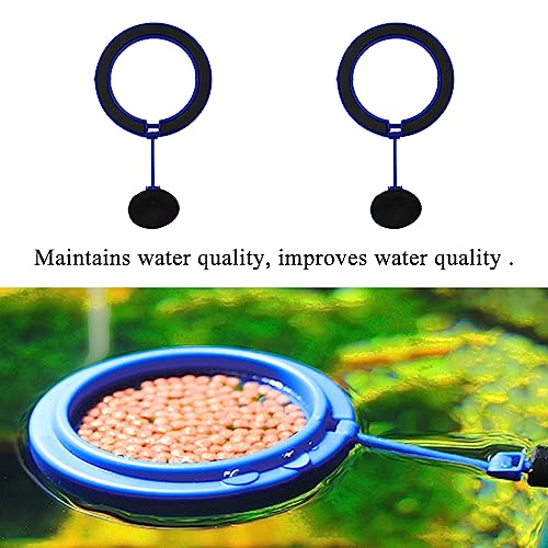 2Pcs Fish Feeding Rings Blue Round Floating Food Feeder Circle with Suction Cup for Fishes Tank Aquarium Turtle Betta Goldfish Small Fish Feeding Accessories Floating Plant Duckweed Ring - color: Blue, size: Round-2Pcs