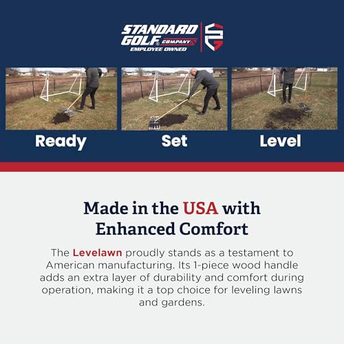 Standard Golf Levelawn Tool – 18 Inch Lawn Leveling Rake With 48 Inch Handle | Effortlessly Level Golf Courses, Lawns, & Gardens | Easy Assembly, Durable Stainless Steel Tray | Perfect For At Home Use - style: 18"