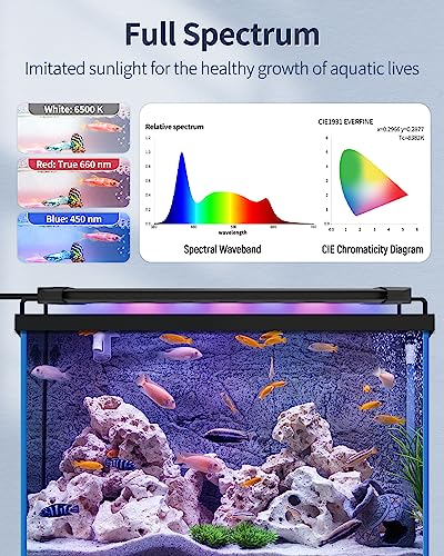 Pawfly 11W Aquarium LED Light for 12 to 18 Inch Fish Tanks Extendable Fish Tank Light with Full Spectrum Brilliant White Blue Red Lights with Daytime & Night Modes and Adjustable Brightness - color: Basic, size: 12"-18"