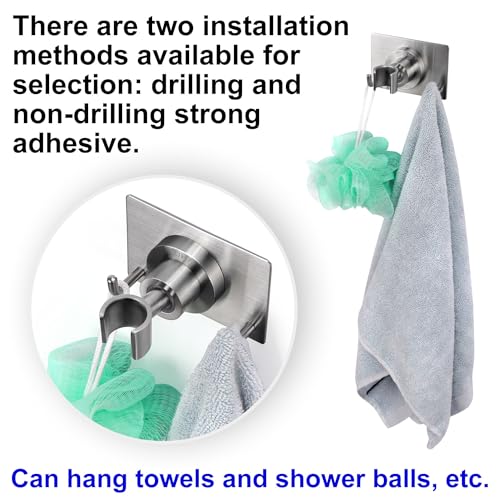 Shower Head Holder All Metal Strong Adhesive and Drilling Screws Two Installation Methods, Adjustable Handheld Shower Head Mount,Stainless Steel Hand held Showerhead Wand Bracket - style: A-Style Brushed