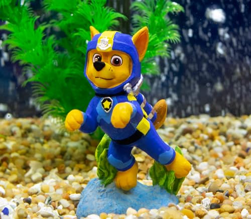 Penn-Plax Officially Licensed Paw Patrol Aquarium Ornament – Chase – Mini Size
