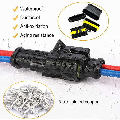 20 Kits 2 Pin Connector Automotive Electrical Connectors Quick Disconnect 2 Wire Waterproof Connector Terminal Plug Kit with Ratchet Crimping Tool - color: 2pin/20kit With Crimper