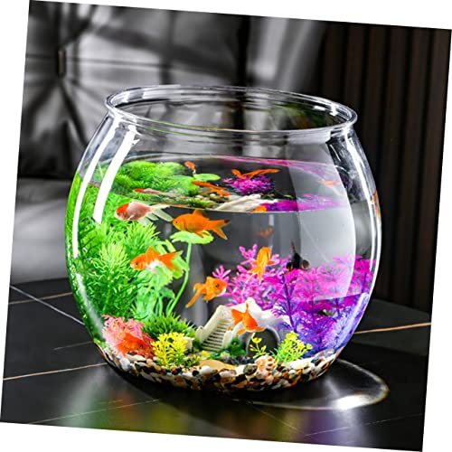 Transparent Plastic Fish Bowl Tank Small Aquarium for Betta Fish Goldfish Portable Round Design Easy Maintenance Fall Resistant for Home Office Turtle Care - size: 16.5x16.5cm