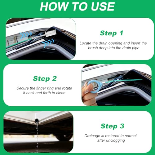XANGNIER Auto Sunroof Drain Cleaning Tool, 118in Extra Long Flexible Car Sun Roof Drain Cleaner Unclogger for Windshield Wiper & Trunk Drain Holes - color: Green