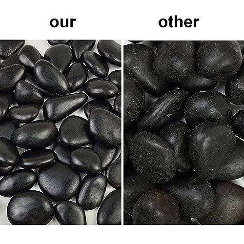gemshan 2lb Black Pebbles for Plants Polished Stone Bulk 7mm-9mm River Rocks for Aquarium Vase Plant Decoration - color: Black stone