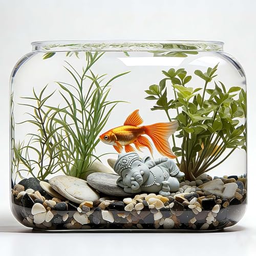 livelyfish Small Elephant Statue Sandstone Figurine Hindu Meditation Buddha Sculpture for Fish Tank Aquarium Decoration (G) - color: G