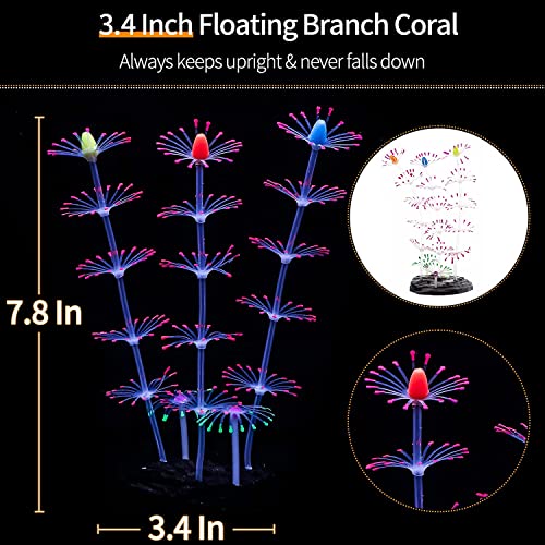 Uniclife 4 Pack Fish Tank Decorations Glowing Effect Aquarium Décor Small Silicone Artificial Jellyfish Coral Plant Ornament - color: Décor Kits