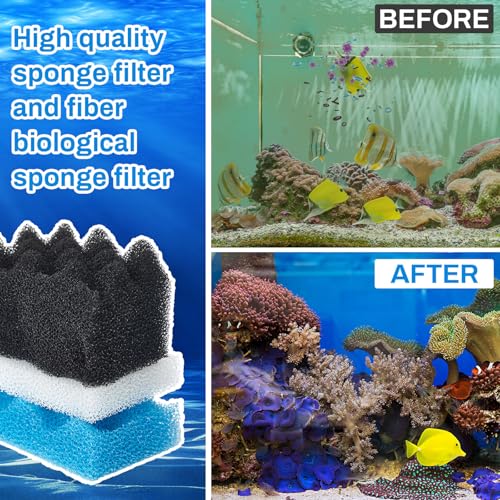 Threlaco 18 Pcs Compatible with 306/307 Bio Sponge Set Compatible with Aquarium Filters Including Blue White Black Bio Sponge for Replacement Filter Media Kit - style: 306/307