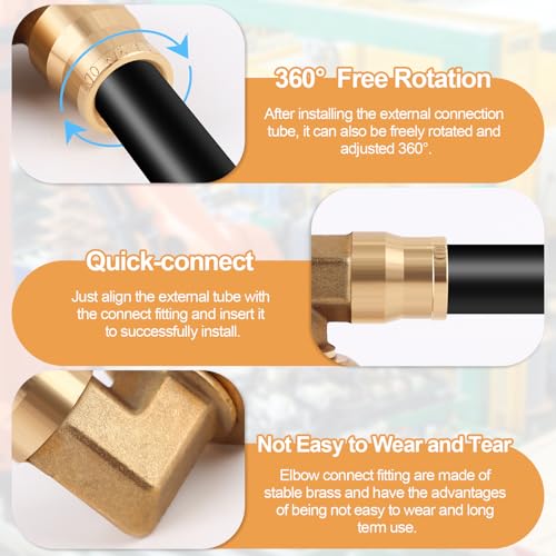 6PCS DOT Quick Push to Connect Brass Air Brake Fitting, Kalolary Brass 90 Degree Elbow DOT Line Fittings 3/8"OD×1/2"NPT Thread Air Brake Line Fittings Air Suspension Kit Air Hose Repair Kit - size: 90° Elbow 3/8"OD ×1/2"NPT