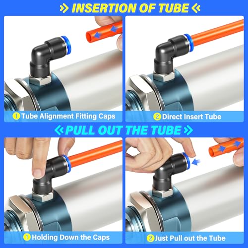 TAILONZ PNEUMATIC Orange 3/8 Inch OD 10 Meter 32.8ft PU Polyurethane Air Tubing Kit Pipe Hose Air Line Tubing Air Hose Fittings Push to Connect Fittings(27PCS) - color: Orange, size: 3/8" OD - 32.8 FT