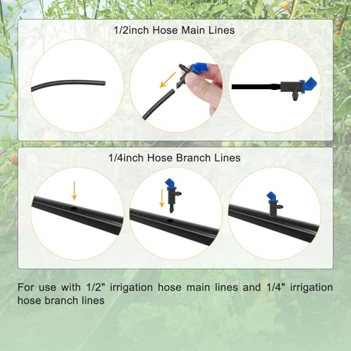 M METERXITY 200-Pack Flag Irrigation Dripper Emitter, 8L/H 2 GPH Plastic Drip Irrigation Connect for Garden/Trees/Herbs/Aquarium, Irrigation System Parts Tool [Black]
