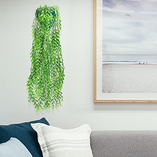 GBESTWOOW Artificial Willow Greenery Plant Fake Hanging Vine Plant for Home Decoration Pack of 2 - size: Weeping Willow-37Inch-2 Pcs