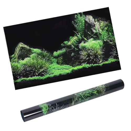 Aquarium Poster, Seafloor Water Grass Fish Background Decoration 3D PVC Self Adhesive Fish Wallpaper Sticker for Aquarium Fish Decoration(24.0 x 15.7in) - size: 61*40cm