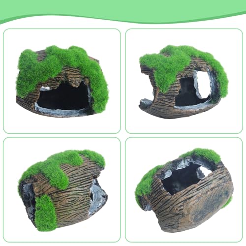 RUIAN Broken Barrel Fish Hide Cave - Resin Aquarium Ornament Decor with Holes for Betta, Shrimp, Cichlids to Hide, Play and Breed - Green Fish Tank Accessories Decorations