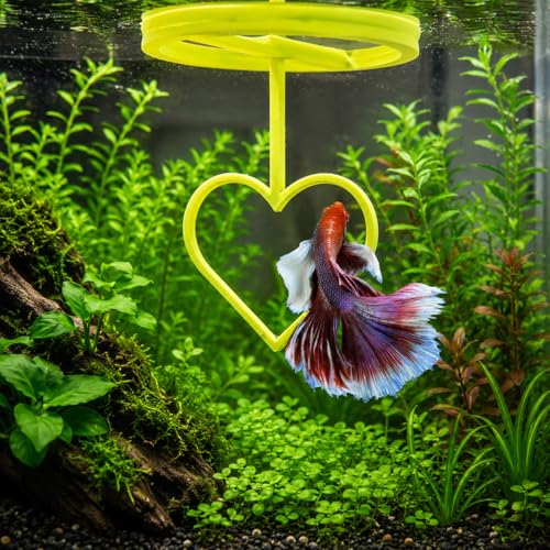 Floating Heart Betta Training Ring, Heart Active Betta Training Ring, Floating Feeder, Enrichment Toys for Aquarium Decor, Pink, 3.8in x 3.7in (Lime, Single) - color: Lime, size: Single