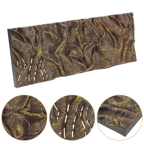 Cabilock Reptile Tank Background Board Turtle Habitat Decorative 3D Aquarium Decorative Waterproof Corrosion-Resistant Bark Texture Panel for Terrarium Fish Tank