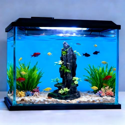 Large Aquarium Decoration - Resin Rockery Landscape Castle Decoration Fighting Fish Hiding Cave Fish Tank Ornaments Accessories - Height 14.3 inches (Green) - color: Green